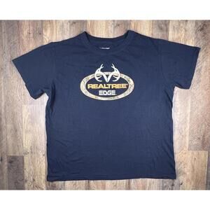 Realtree Edge Faded Black Short Sleeve Cotton Blend Logo T-Shirt Men's XL .